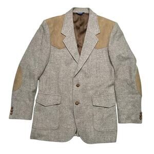 Vintage Pendleton Men’s Western Herringbone Tweed Wool Suede‎ Jacket - 42 Long